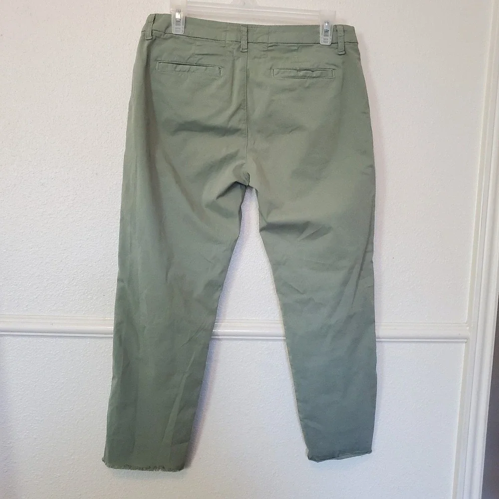 Frank & Eileen Wicklow Italian Cotton Chino Pants Green Size 6 Cropped Raw Hem - Picture 11 of 16